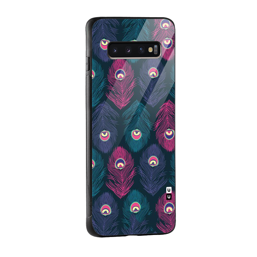 Feathers Patterns Glass Back Case for Galaxy S10 Plus
