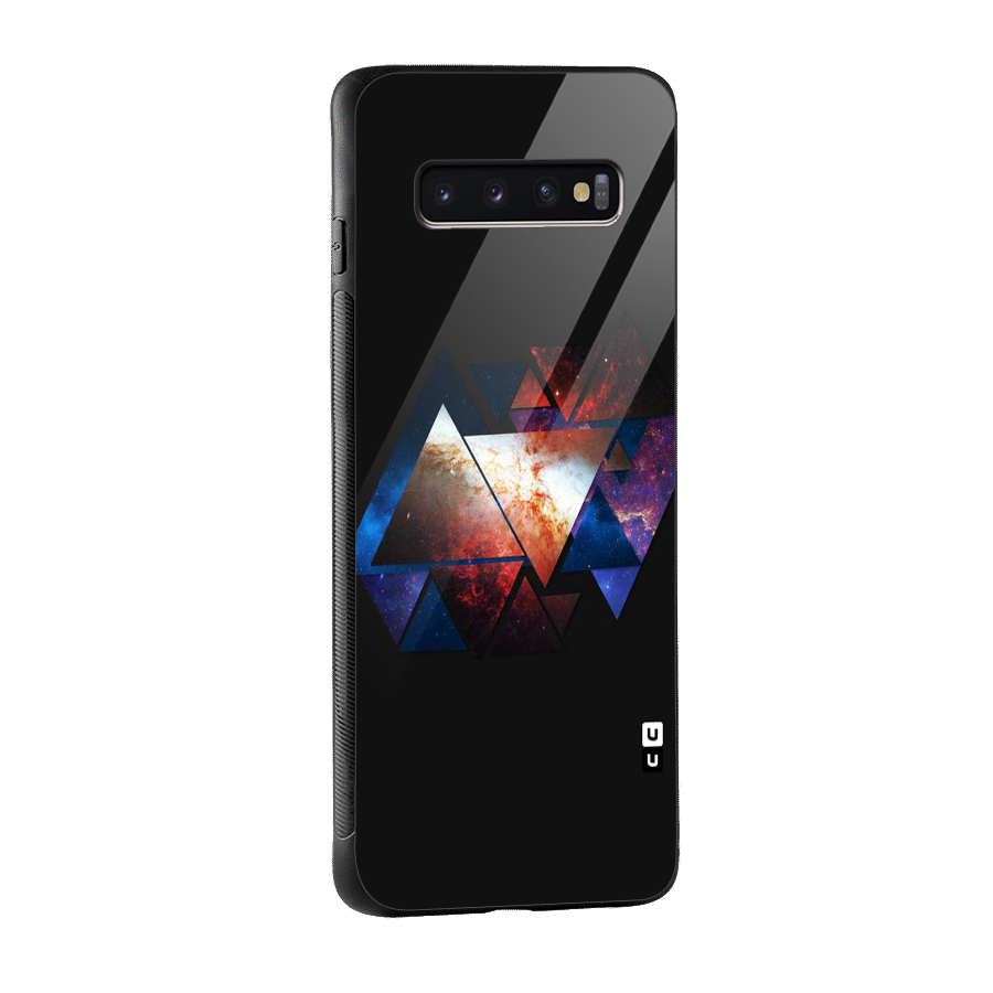 Fire Galaxy Triangles Glass Back Case for Galaxy S10 Plus