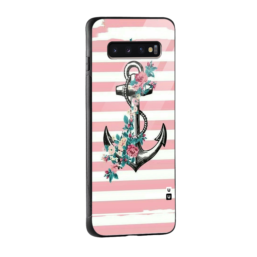 Floral Anchor Glass Back Case for Galaxy S10 Plus