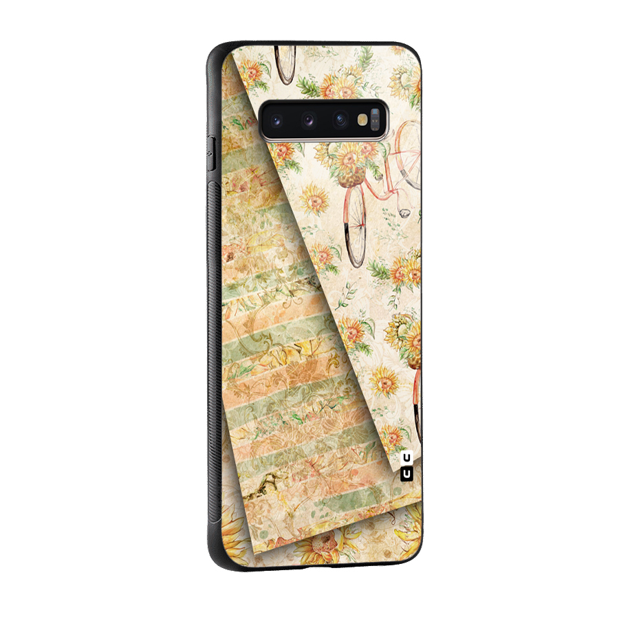 Floral Bicycle Glass Back Case for Galaxy S10 Plus