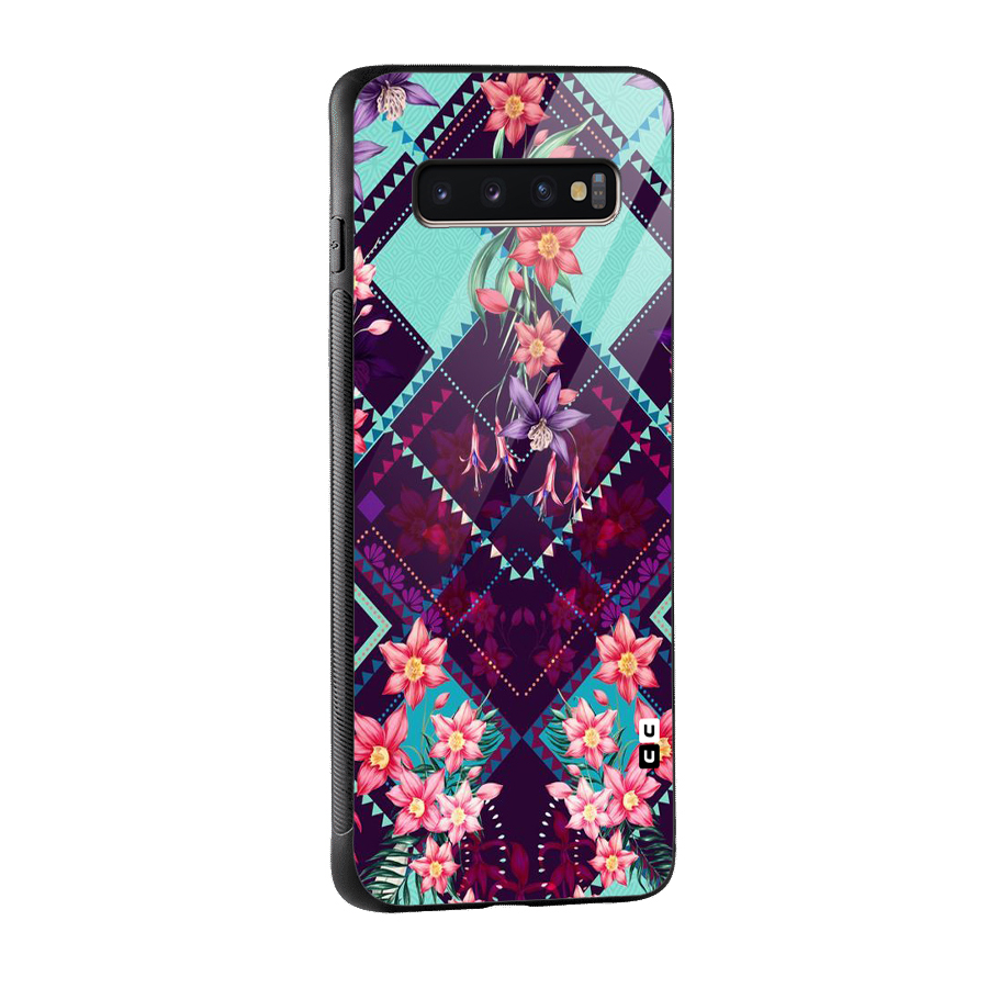 Floral Diamonds Glass Back Case for Galaxy S10 Plus