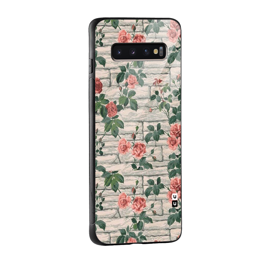 Floral Wall Design Glass Back Case for Galaxy S10 Plus