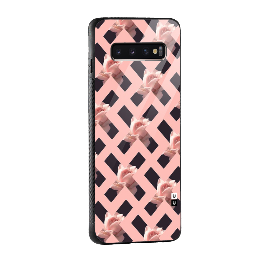 Floral X Design Glass Back Case for Galaxy S10 Plus