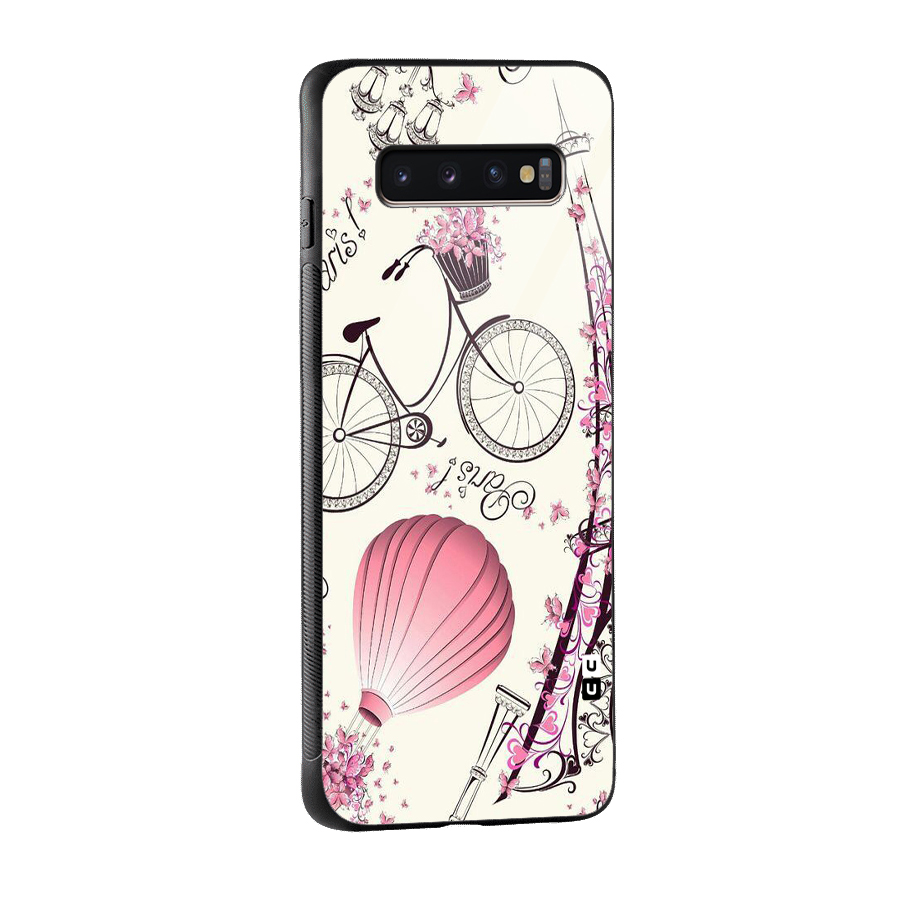 Flower Clipart Glass Back Case for Galaxy S10 Plus