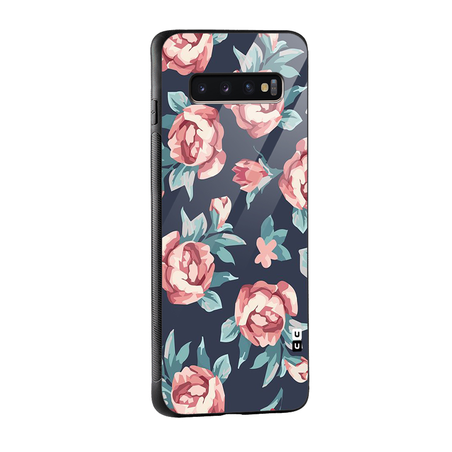 Flowers Painting Glass Back Case for Galaxy S10 Plus