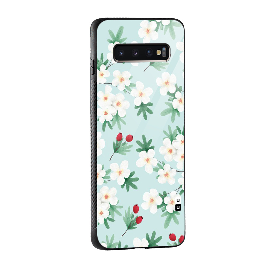 Flowers Pastel Glass Back Case for Galaxy S10 Plus