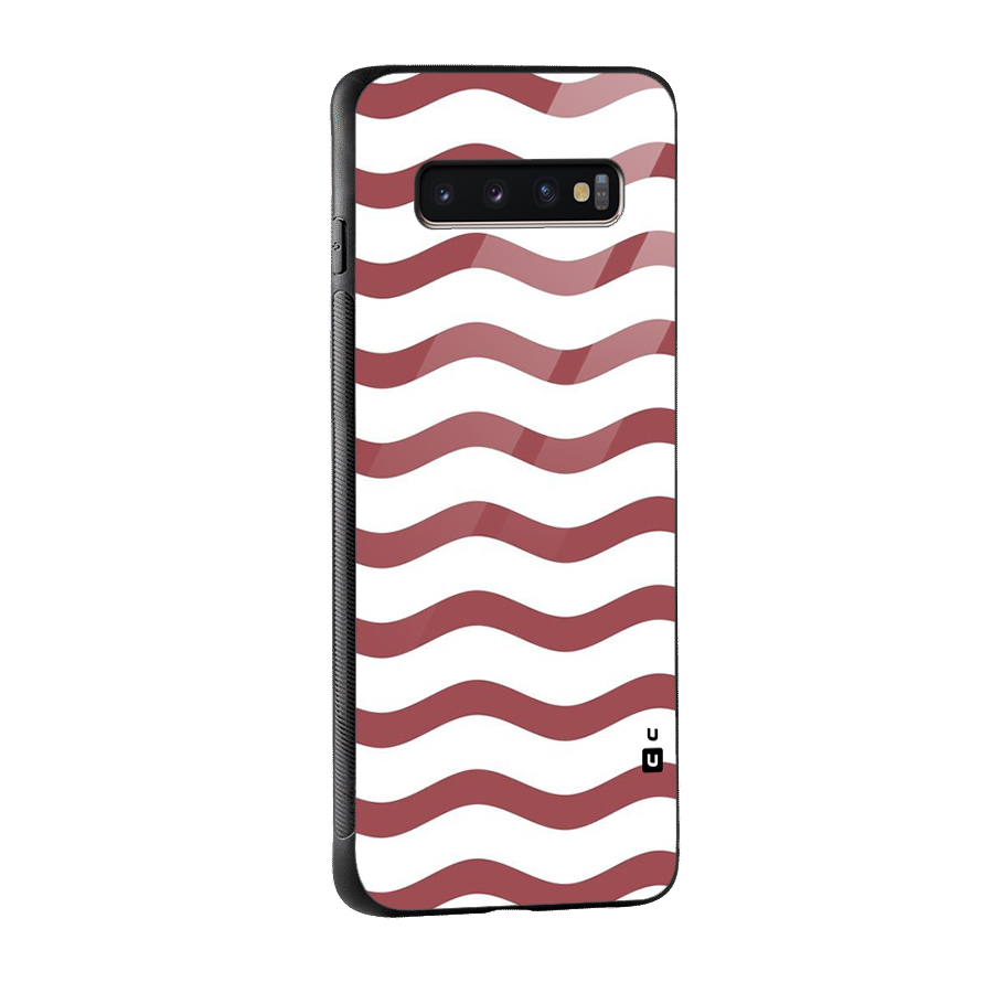 Flowing Stripes Red White Glass Back Case for Galaxy S10 Plus
