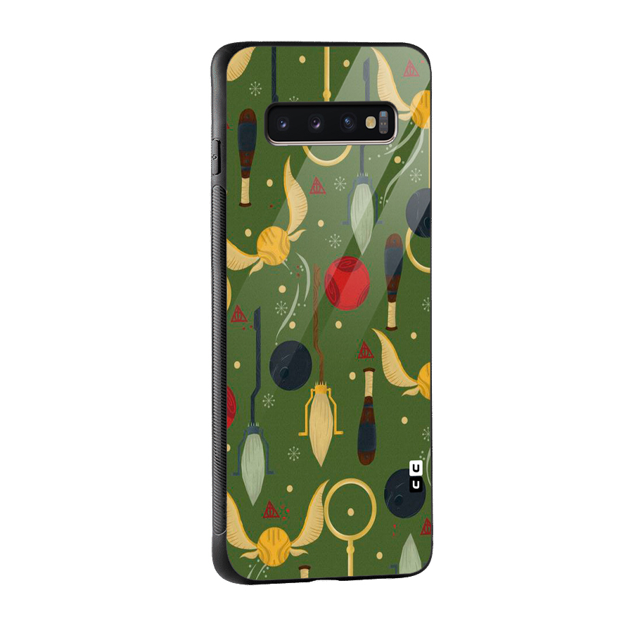 Flying Ball Pattern Glass Back Case for Galaxy S10 Plus