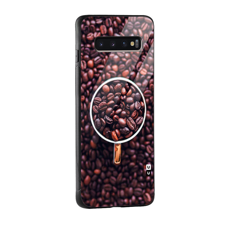 Focus Coffee Beans Glass Back Case for Galaxy S10 Plus