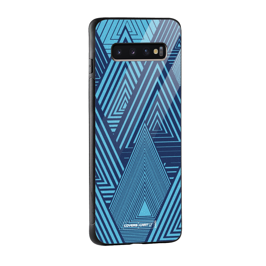 Geometric Blue Print Glass Back Case for Galaxy S10 Plus