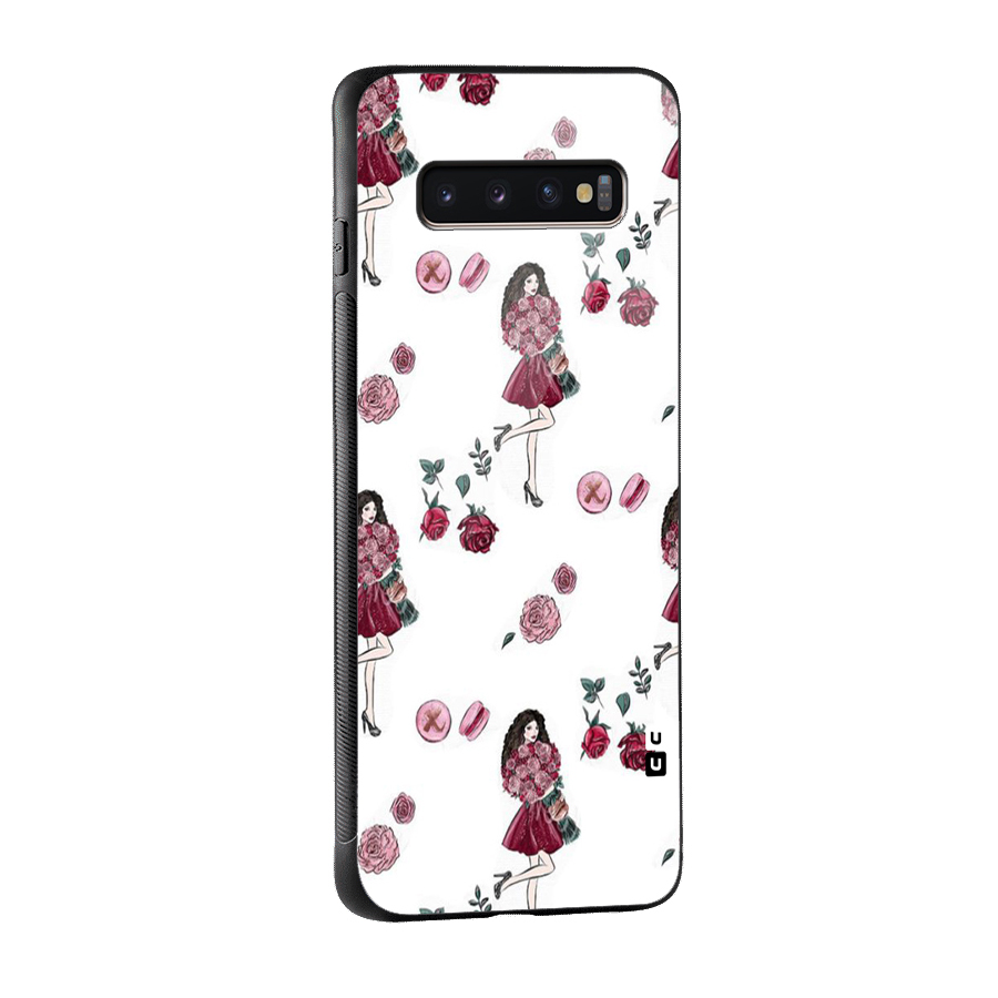 Girl With Flowers Glass Back Case for Galaxy S10 Plus