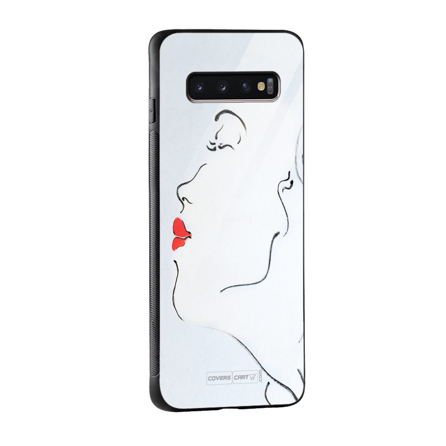 Girl in Red Lipstick Glass Back Case for Galaxy S10 Plus