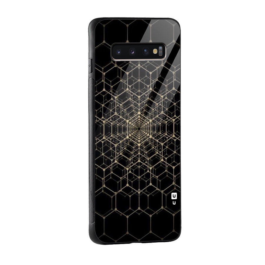 Gold Web Glass Back Case for Galaxy S10 Plus