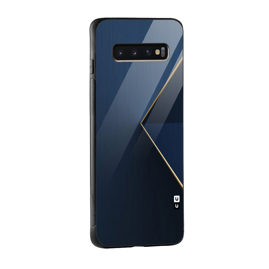 Golden Blue Triangle Glass Back Case for Galaxy S10 Plus