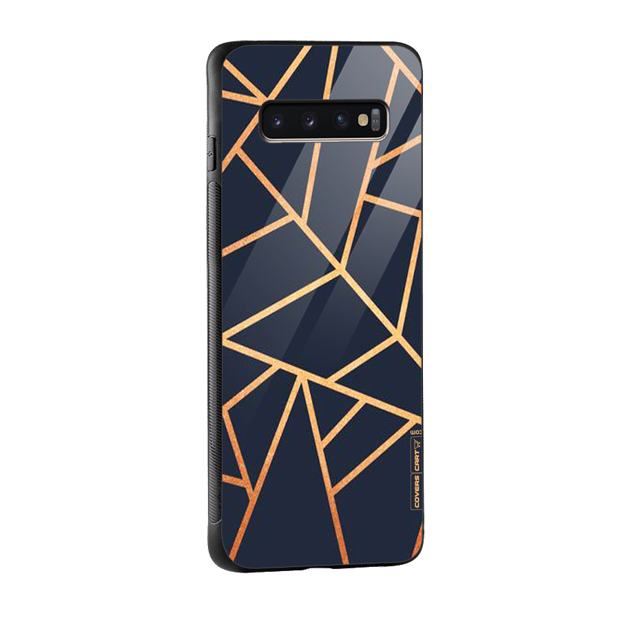 Golden Pattern Glass Back Case for Galaxy S10 Plus