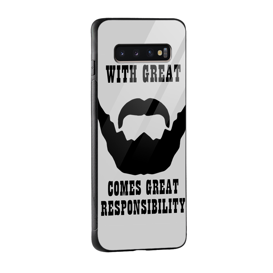 Great Beard Great Responsibility Glass Back Case for Galaxy S10 Plus