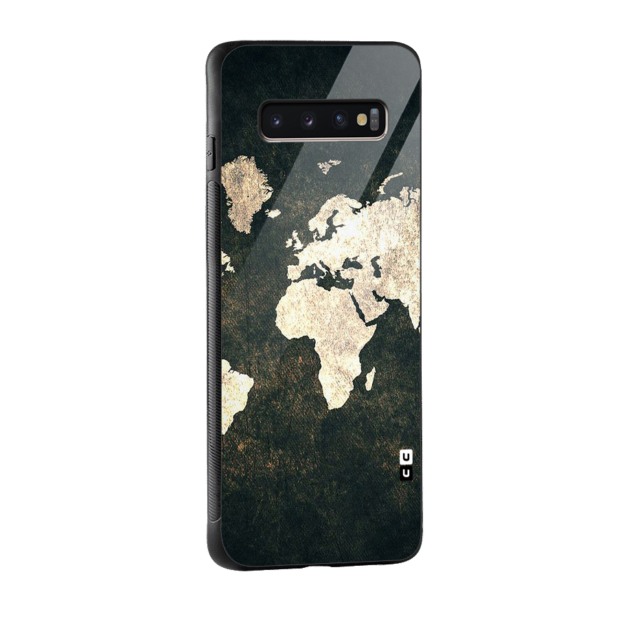 Green Gold Map Design Glass Back Case for Galaxy S10 Plus
