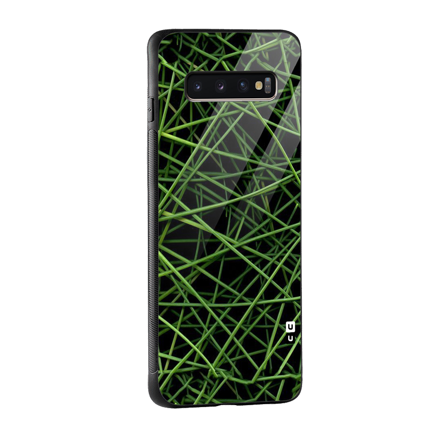 Green Lines Glass Back Case for Galaxy S10 Plus