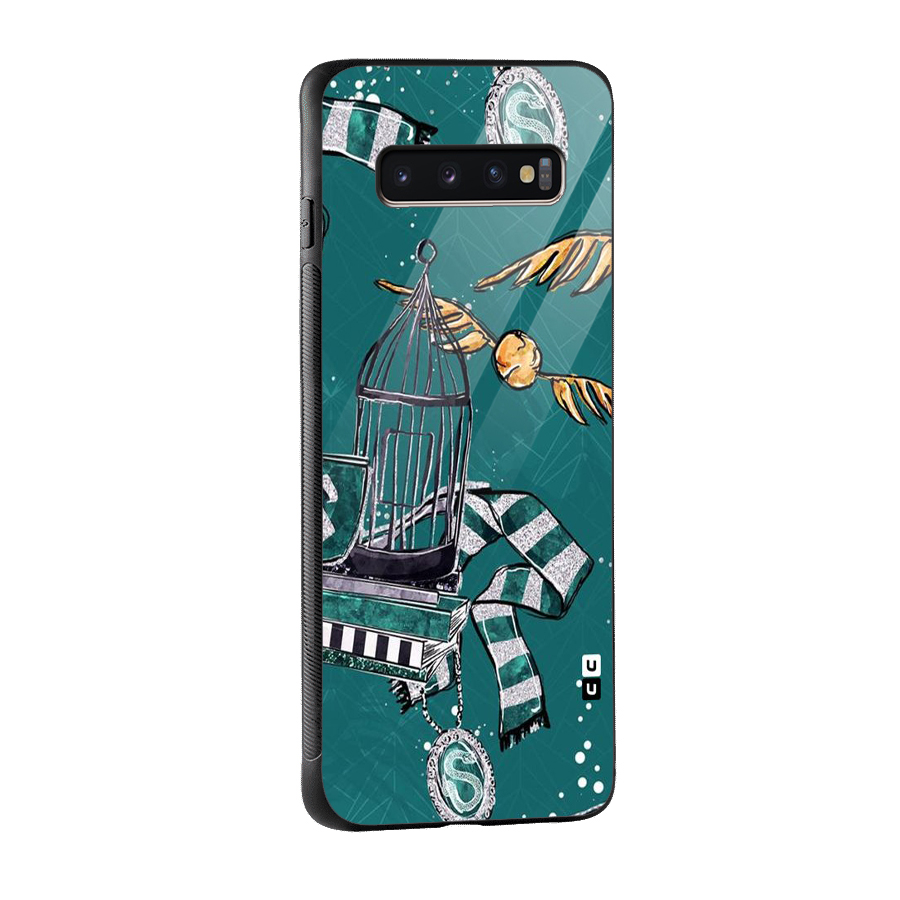 Green Scarf Glass Back Case for Galaxy S10 Plus