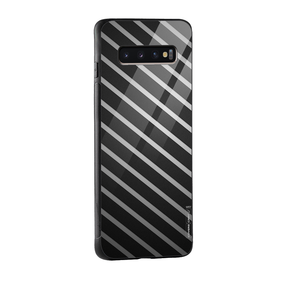 Grey And Black Stripes Glass Back Case for Galaxy S10 Plus
