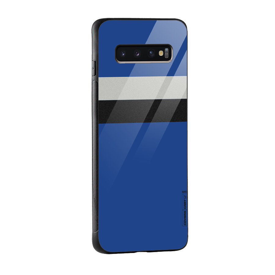 Grey Black Strips Glass Back Case for Galaxy S10 Plus