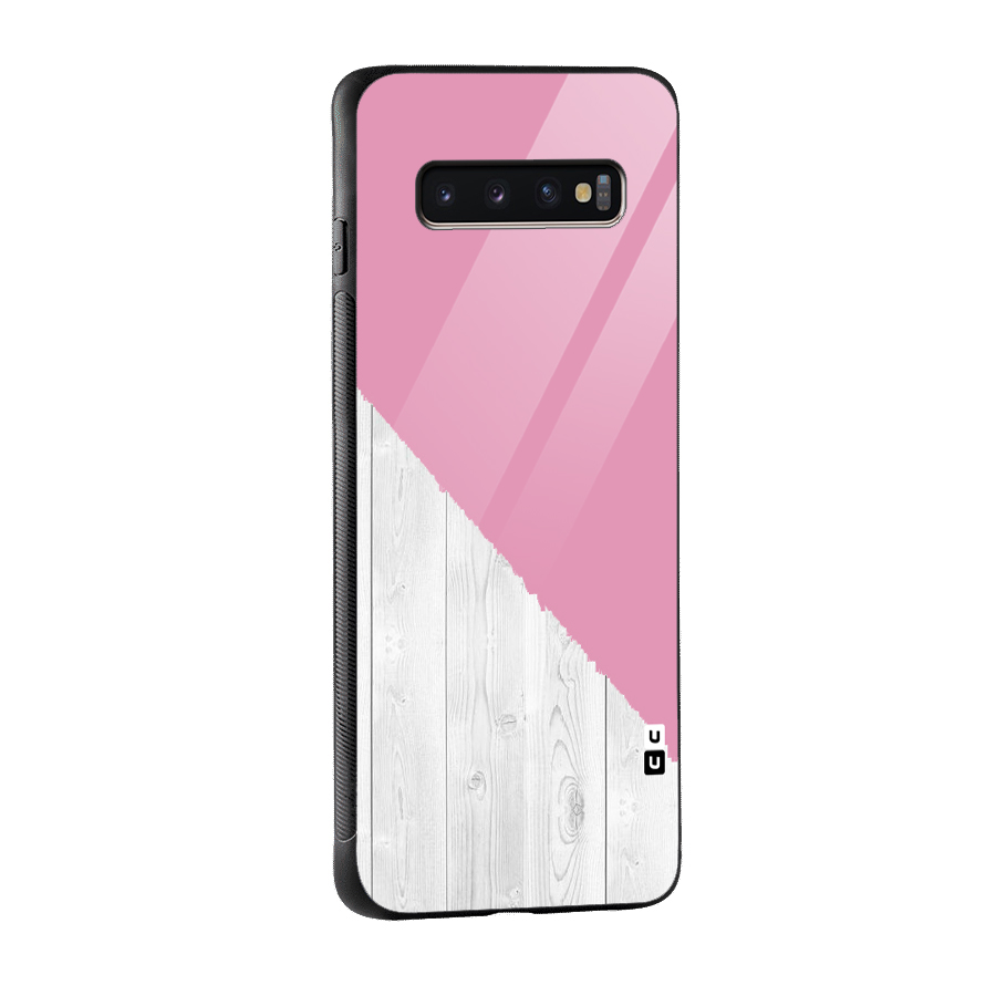 Grey Pink Wooden Design Glass Back Case for Galaxy S10 Plus