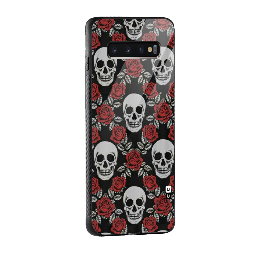 Grey Skulls Glass Back Case for Galaxy S10 Plus
