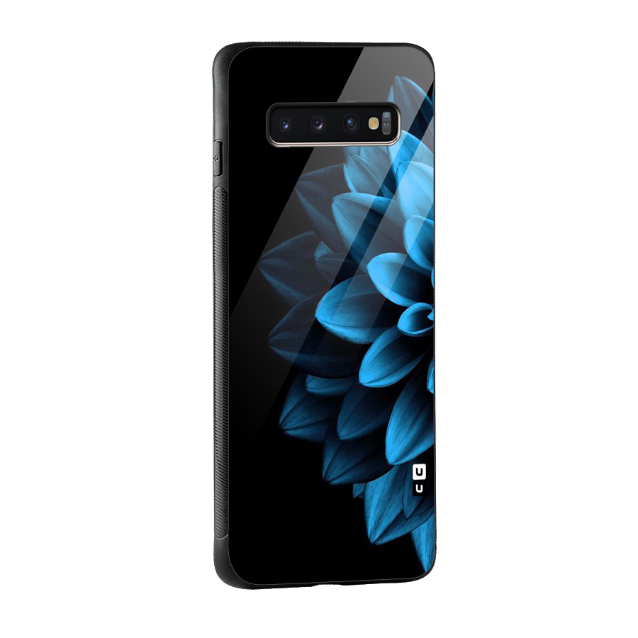 Half Blue Flower Glass Back Case for Galaxy S10 Plus