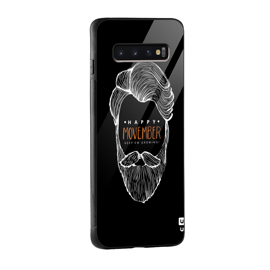 Happy Movember Black Glass Back Case for Galaxy S10 Plus