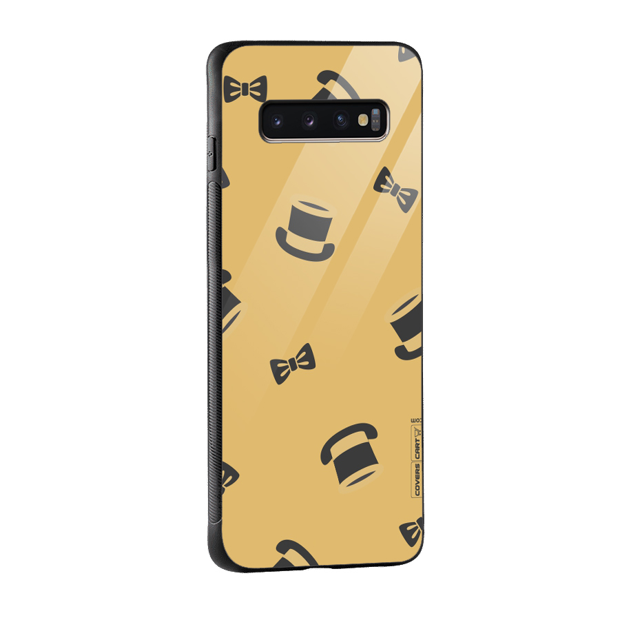 Hat and Bow Tie Glass Back Case for Galaxy S10 Plus