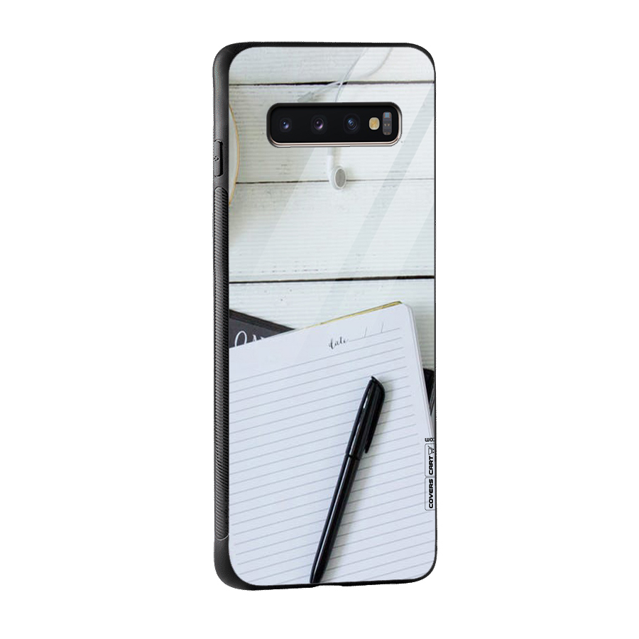 Headphones Notes Glass Back Case for Galaxy S10 Plus