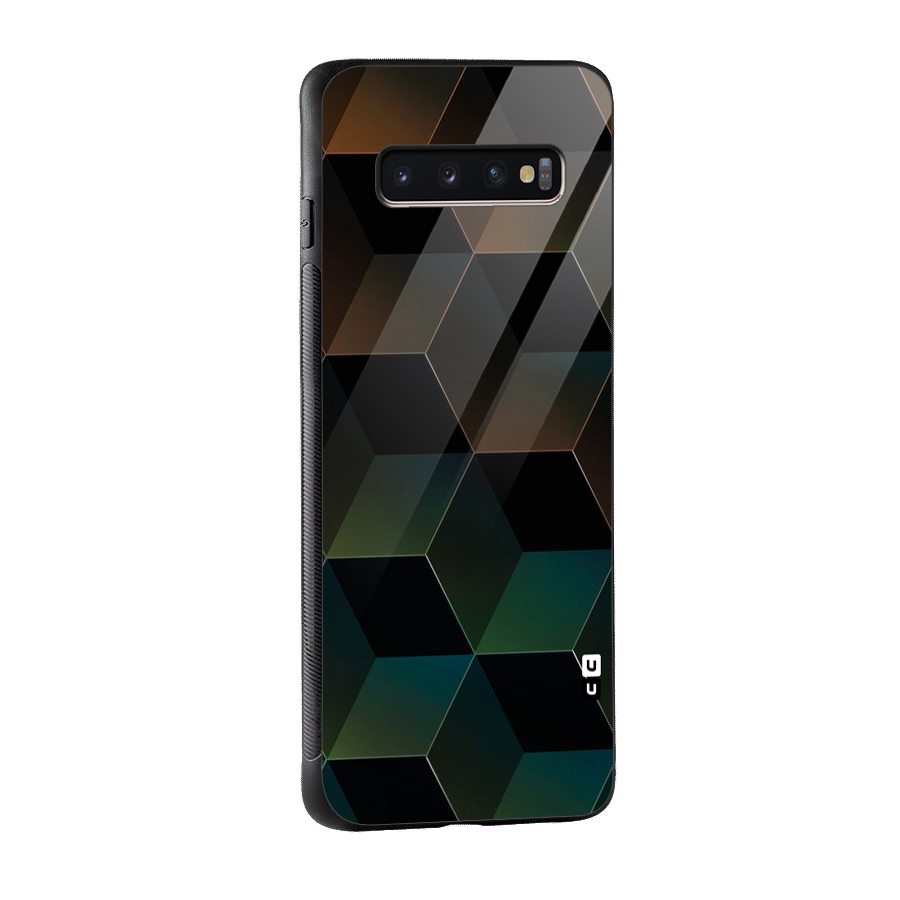 Hexagonal Design Glass Back Case for Galaxy S10 Plus