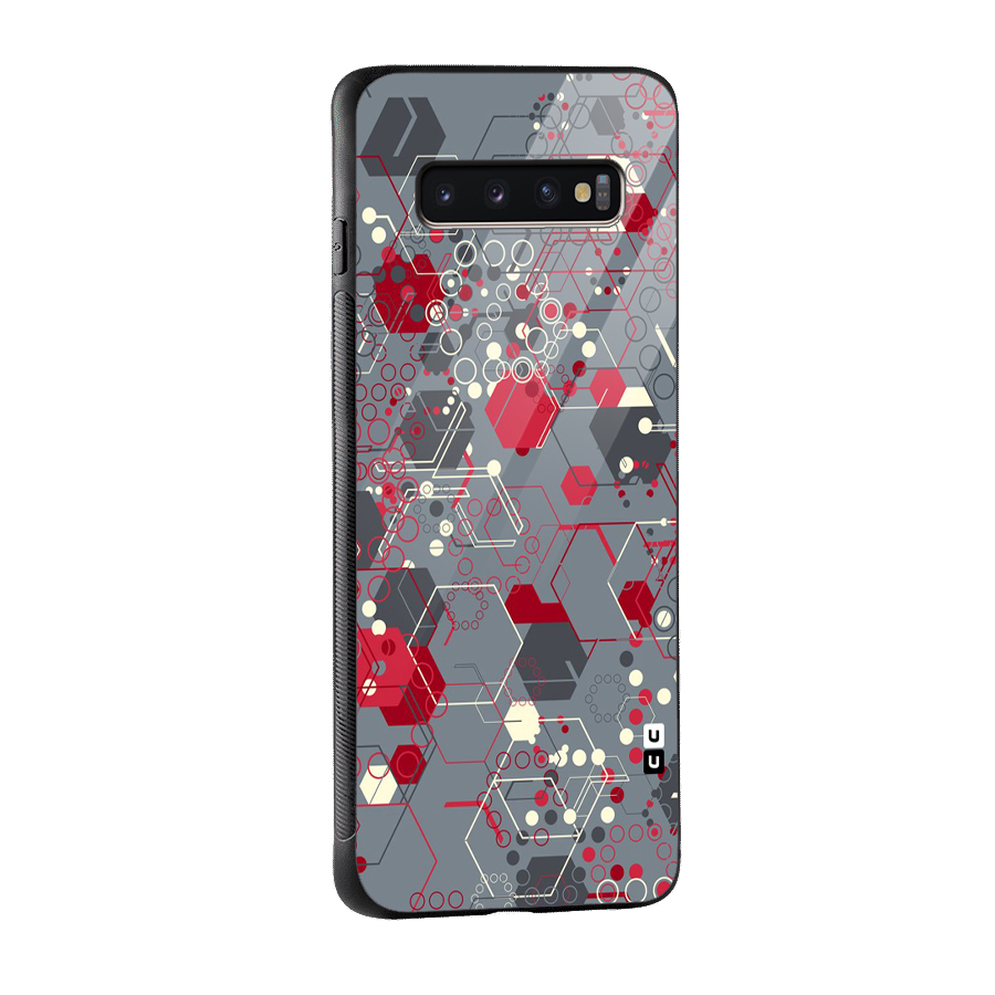 Hexagons Pattern Glass Back Case for Galaxy S10 Plus
