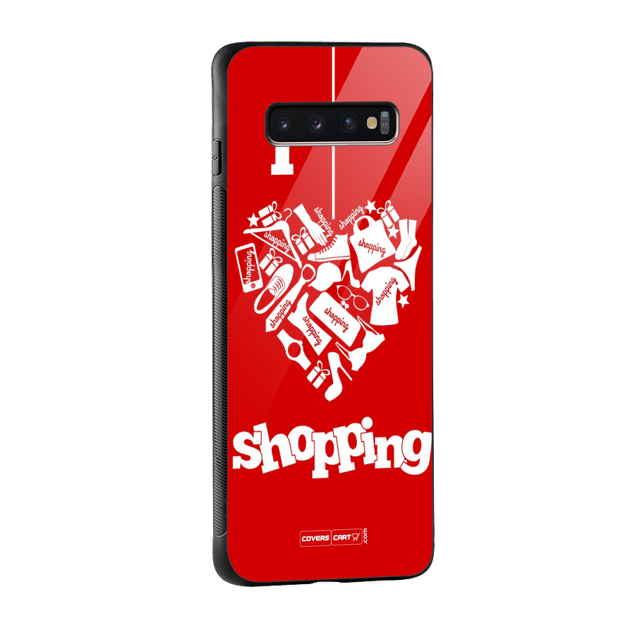I Love Shopping Glass Back Case for Galaxy S10 Plus