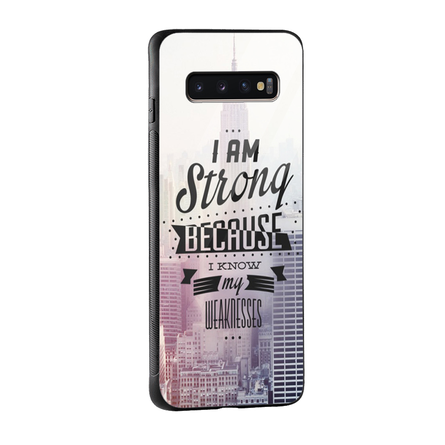 I am Strong Glass Back Case for Galaxy S10 Plus