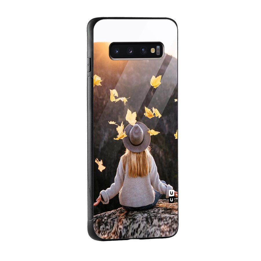 Leaf Rain Sunset Glass Back Case for Galaxy S10 Plus