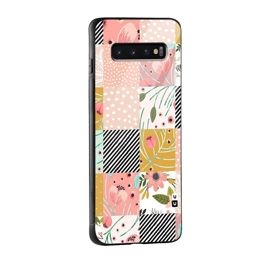 Leaf Stripe Polka Glass Back Case for Galaxy S10 Plus