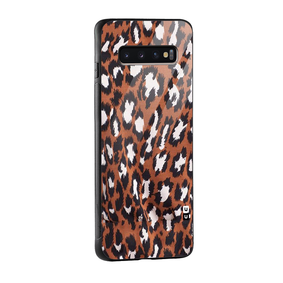Leapord Design Glass Back Case for Galaxy S10 Plus