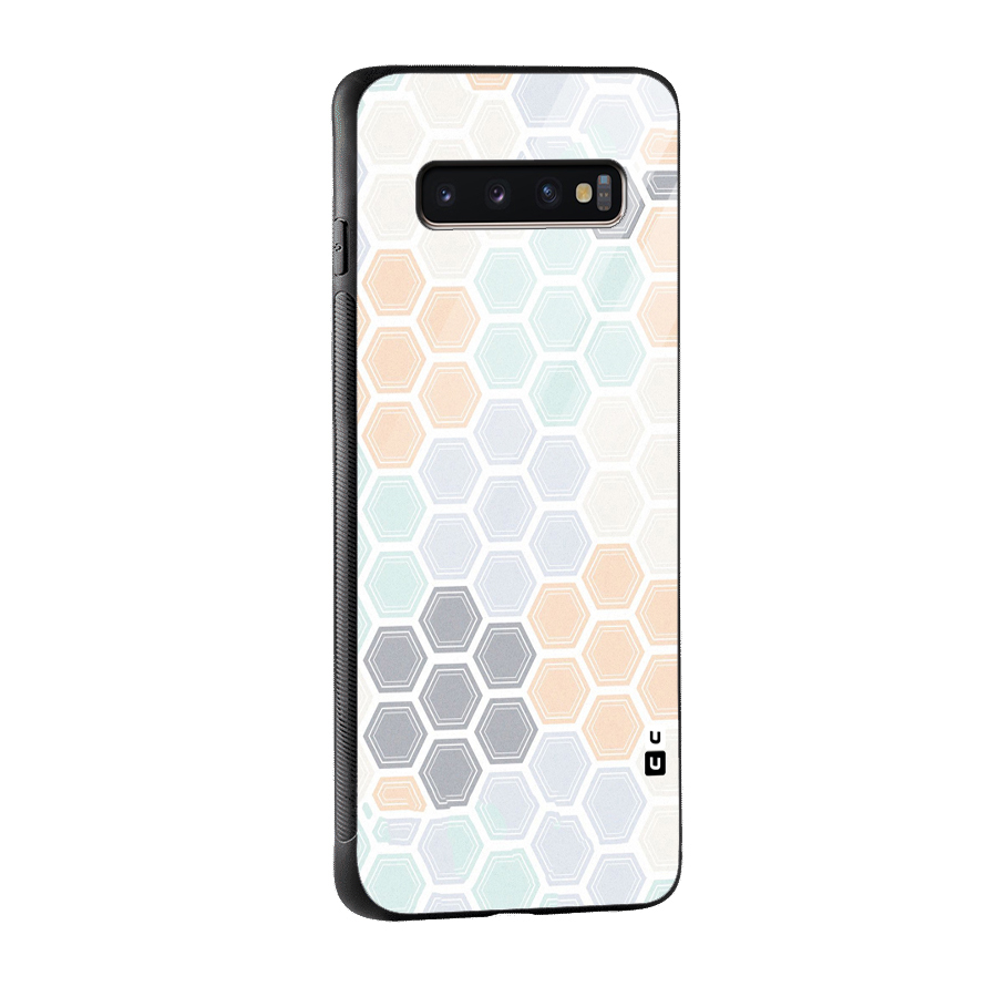 Light Hexagons Glass Back Case for Galaxy S10 Plus