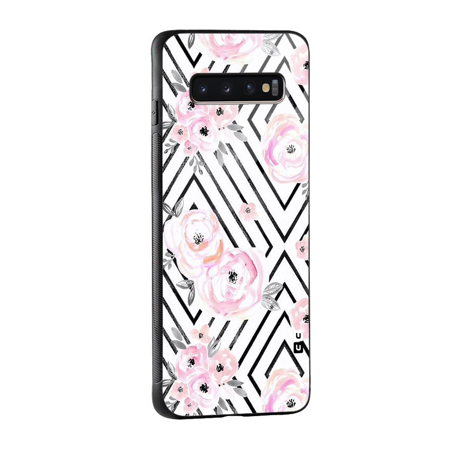 Light Pastel Flowers Design Glass Back Case for Galaxy S10 Plus