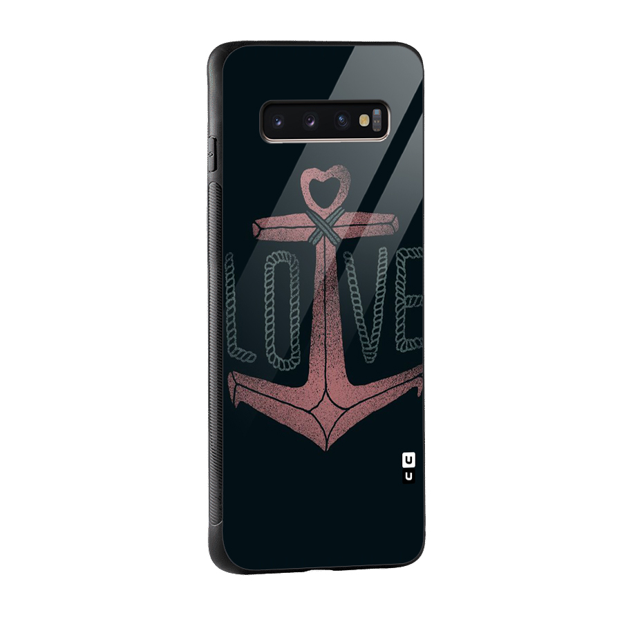Love Anchor Form Glass Back Case for Galaxy S10 Plus