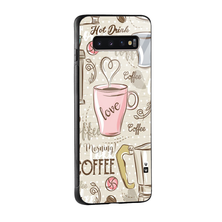 Love Coffee Design Glass Back Case for Galaxy S10 Plus