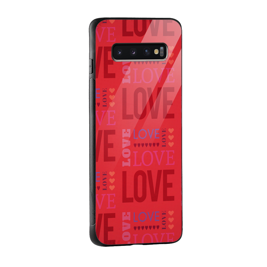 Love Pattern Glass Back Case for Galaxy S10 Plus