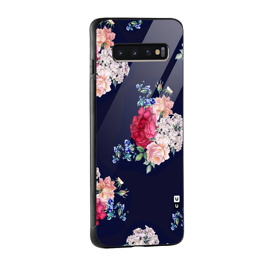 Magenta Peach Floral Glass Back Case for Galaxy S10 Plus