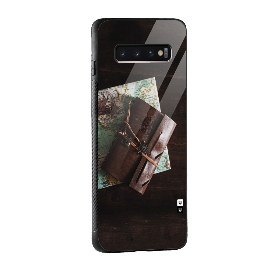 Map Journal Glass Back Case for Galaxy S10 Plus