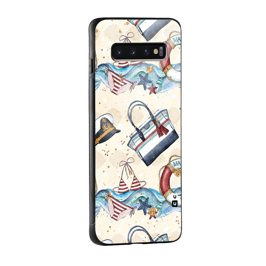 Marine Bag Design Glass Back Case for Galaxy S10 Plus