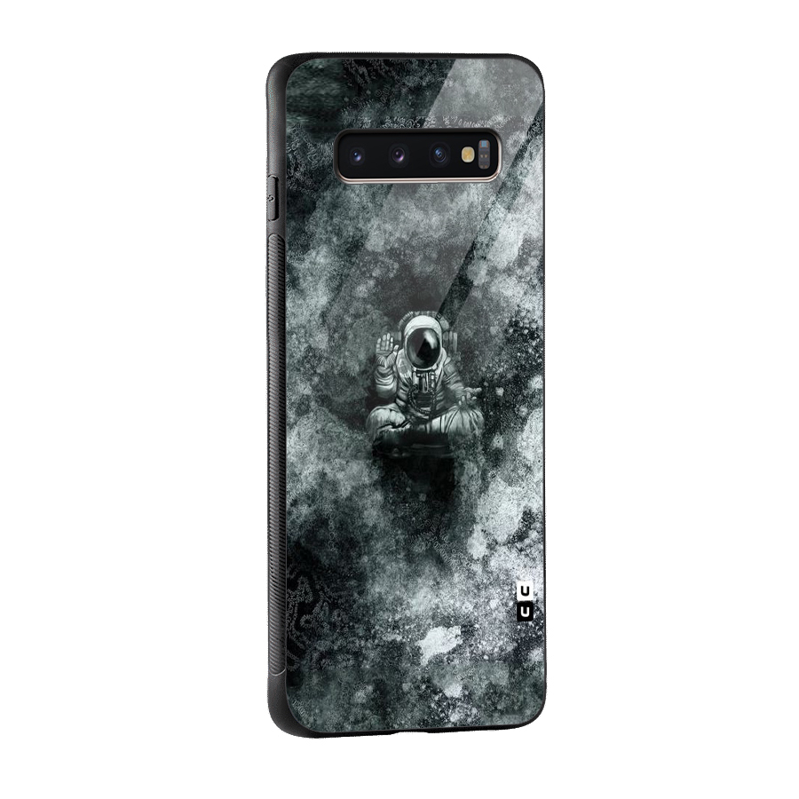 Meditating Spaceman Glass Back Case for Galaxy S10 Plus