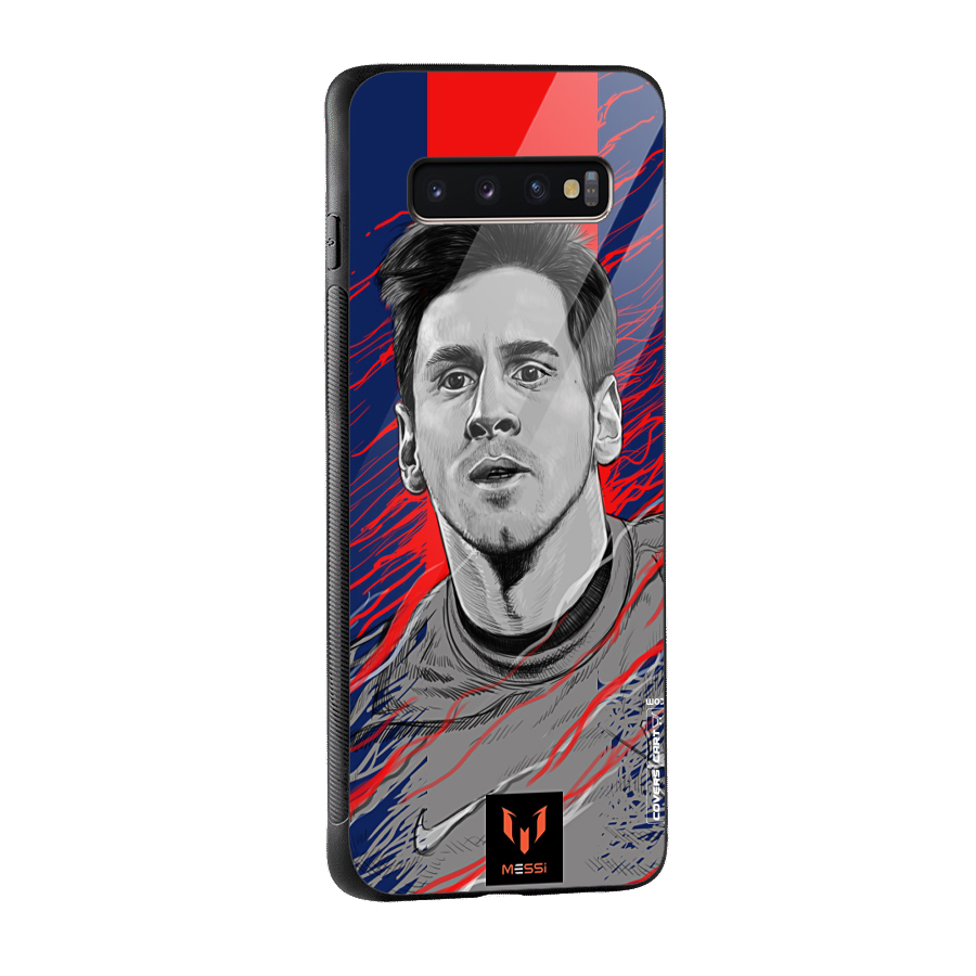 Messi For FCB Glass Back Case for Galaxy S10 Plus