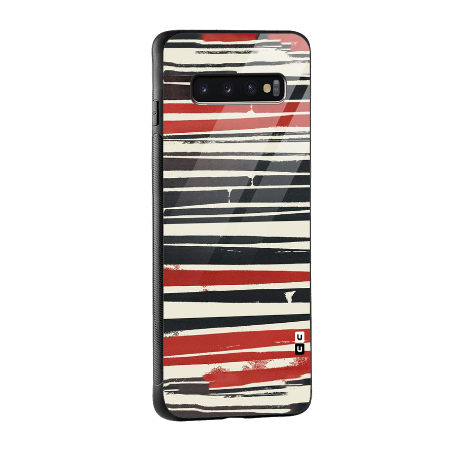 Messy Vintage Stripes Glass Back Case for Galaxy S10 Plus