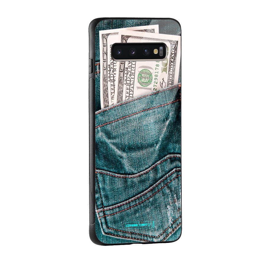 Money in Jeans Glass Back Case for Galaxy S10 Plus